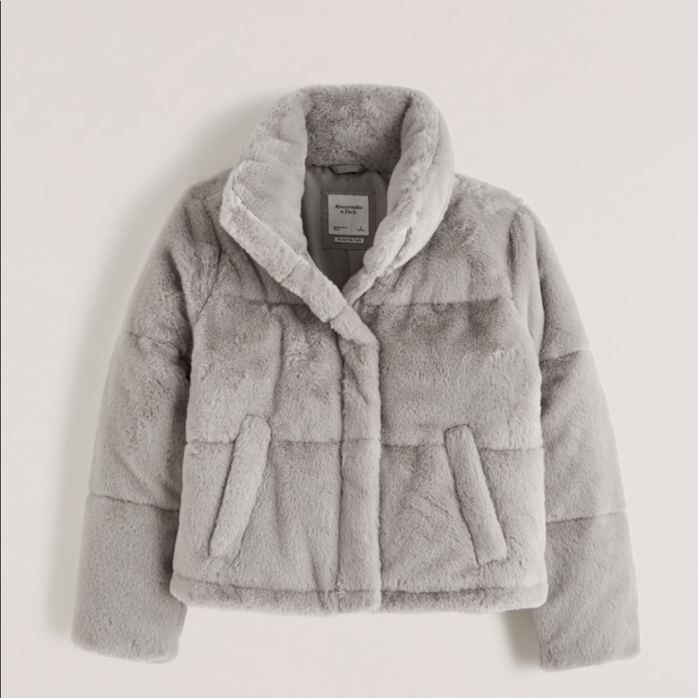 A&F Faux Fur Mini Puffer